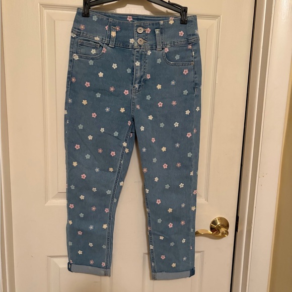 No Boundaries Denim - No Boundaries Light Blue Denim Floral Jeans